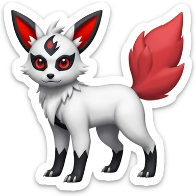 White, black and red Absol-Umbreon-Zangoose-fusion (full body) sticker