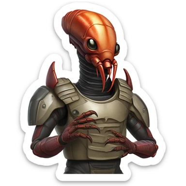a alien male humman hybrid lobster alien military sticker