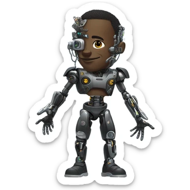 A black man who is a cyborg sticker