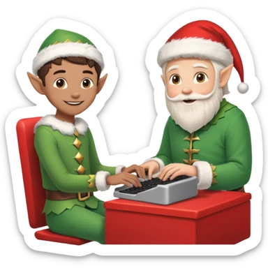 christmas chats - typing - online chats - with santa and a elf sticker