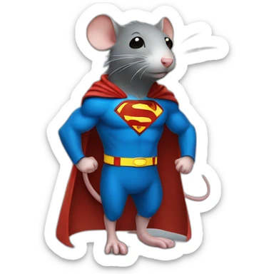 Rat wearing superman suit sticker