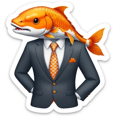 koi fish wearing business suit sticker