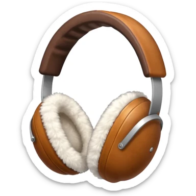 Warm brown white completely fluffy earmuffs sticker