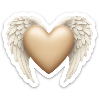 beige heart with angel wings sticker
