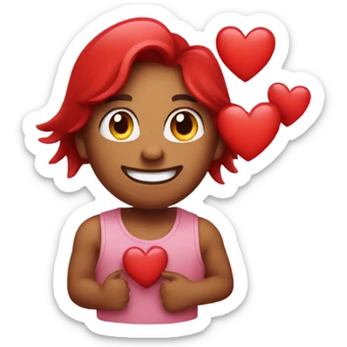 Red smiley love struck  sticker