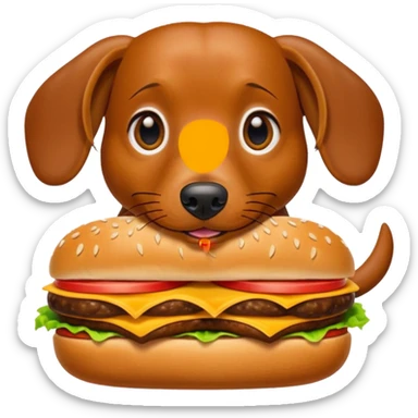 Dachshund eating cheeseburger sticker