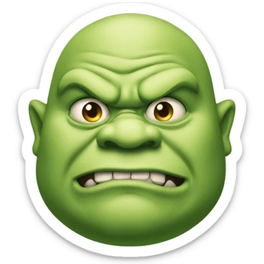 Fat green ogre glaring to the right smirking standing  sticker