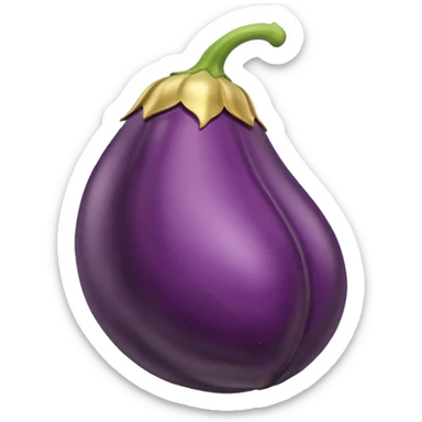 Eggplant from the side wearing a halo sticker