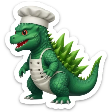 Godzilla that looks like the movies with a chef hat sticker