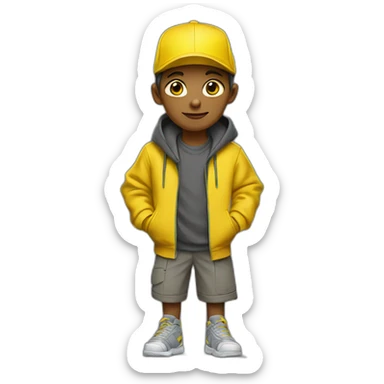 Morocho boy in yellow attire with a yellow Nike cap 🌟. sticker
