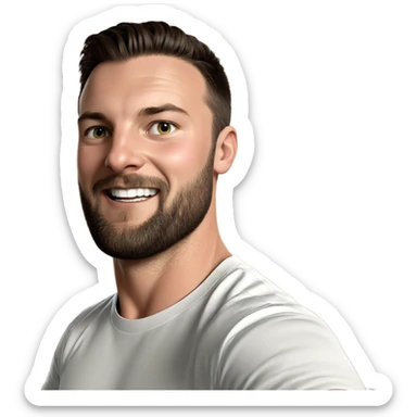 smiling boy in white shirt sticker