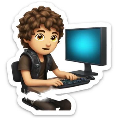 Brown hair Boy Gaming pc sticker