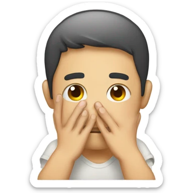 Pleading face emoji with shy fingers sticker