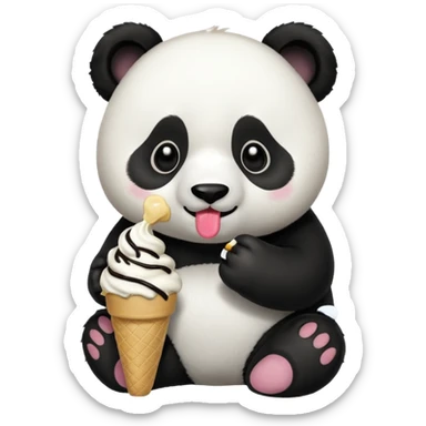Panda eating ice cream sticker