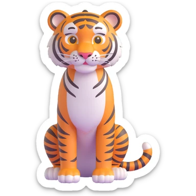 a friendly, tall tiger, soft eyes, welcoming posture sticker