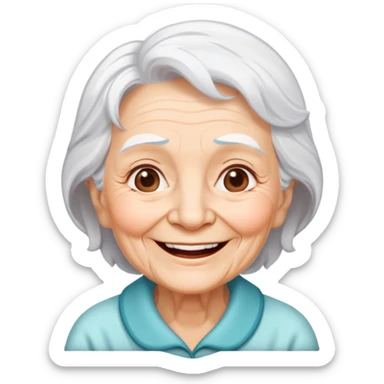 Old lady with a logo that says 60 years old sticker