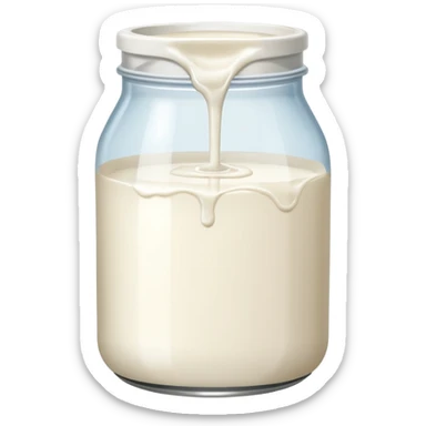 a jar of milk but the top is sticky and its dripping but theres no lit, and also no straw sticker