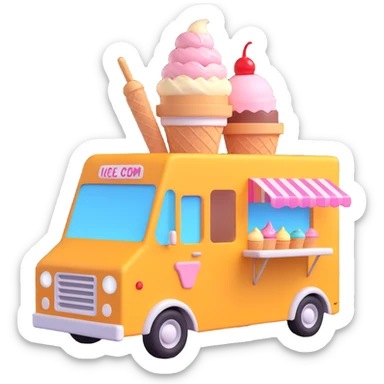 generate me a 3D icecream food truck sticker