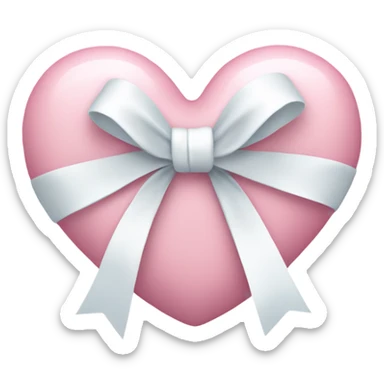 Pastel pink heart with white bow sticker