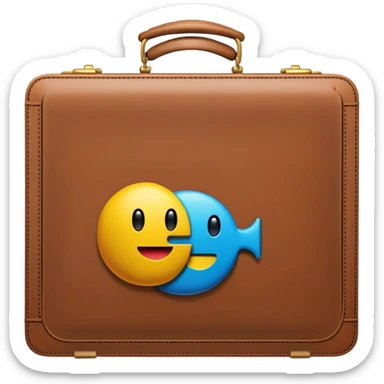 briefcase with a pacman logo sticker