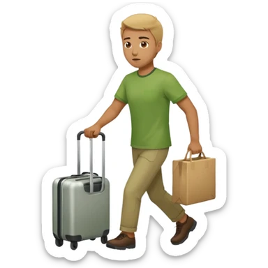 Tourist Character in green Shirt Moving with purpose through the terminal. sticker