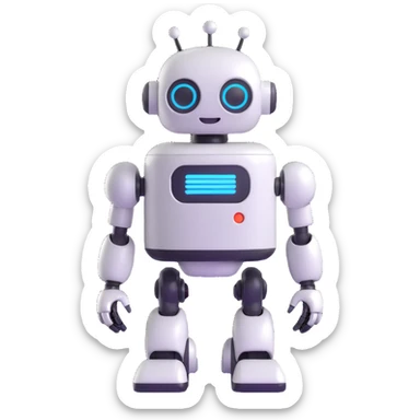 charming smiling robot with a shiny finish sticker