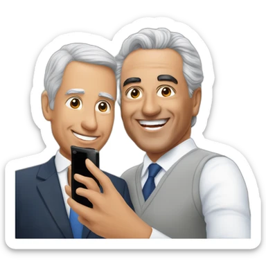 Marcelo Rebelo de Sousa taking a selfie with António Costa sticker