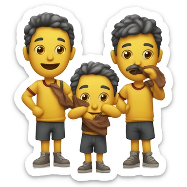 trio de enanos amarillos masticando con la boca abierta  sticker