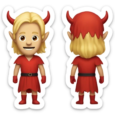 devil figure with blond hair and red tunic sticker