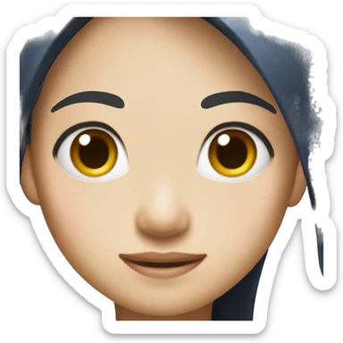 Asian girl with long black straight hair, silver earrings, and a navy tank top ios  emoji sticker