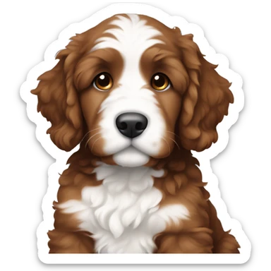 sitting red and white colored bernedoodle puppy  sticker