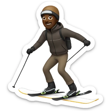 Man with brown skin on skis sticker