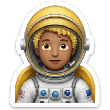 Astronauts, Young, male, dark skin, yellow curly hair sticker