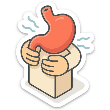 pain in the stomach, close-up: stomach in clothing with hands holding it, waves of pain, detailed shadows and highlights, no face or legs, only stomach in clothing, hands and pain, transparent background sticker