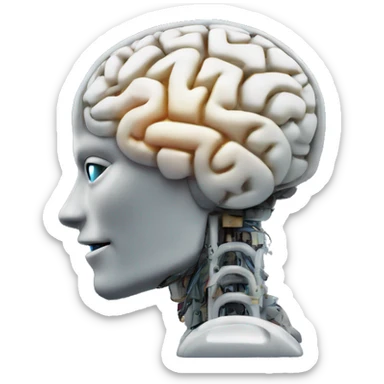 AI  robot brain profile like machine learning sticker