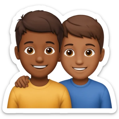 Two boys having a conversation facing at each other. sticker