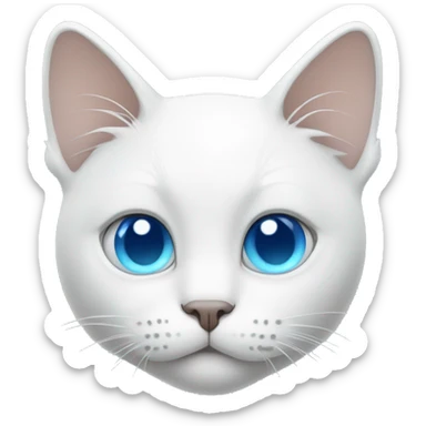 White cat with sad glassy blue eyes sticker