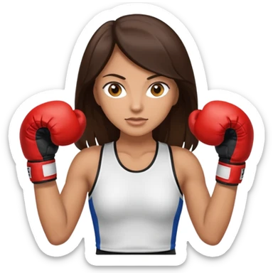 An woman with long dark brown hair light brown eyes in boxing gloves sticker