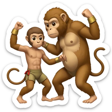 Man fighting a monkey in hand to hand combat  sticker