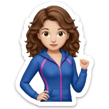 Girl with brown wavy hair, dream body ( small waist, wild hips and big glute) in gym suit  sticker