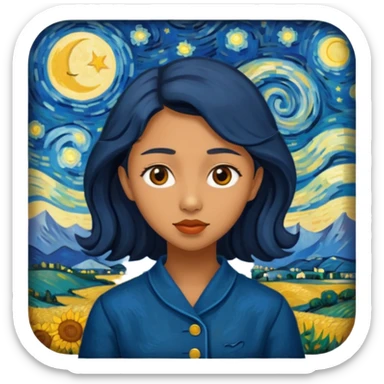 luna de la noche de van gogh sticker