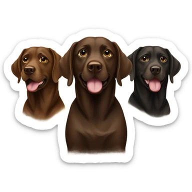 A family of labradors two black one chocolate one golden sticker