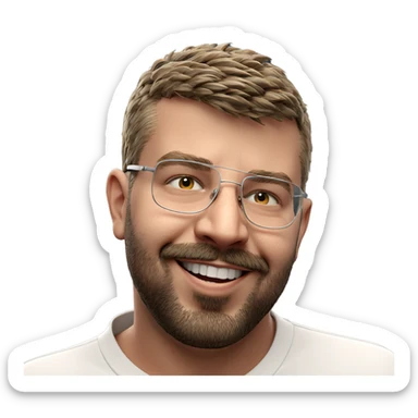 smiling boy in white shirt sticker