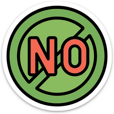 Change the text to 'NO' while keeping the green ball and the outlined color icon style consistent with the original image. sticker