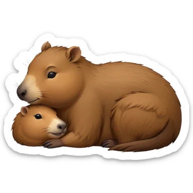 capybara sleeping peacefully with a bird sticker