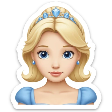 minimal Cinderella with blue dress and blonde hair, extremely simple sticker