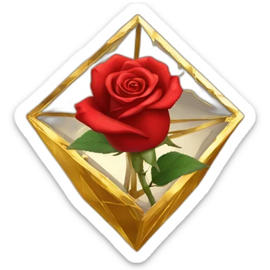 Red Rose in golden wrecked octahedron sticker
