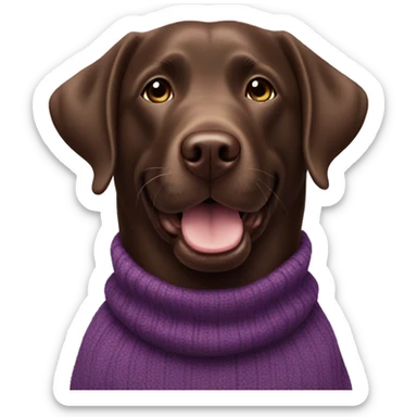 happy chocolate labrador in purple sweater sticker