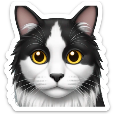 Black and white long haired cat sticker