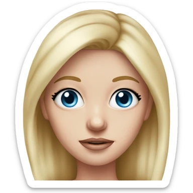 blue eyed blonde woman with fever, realistic pink sticker